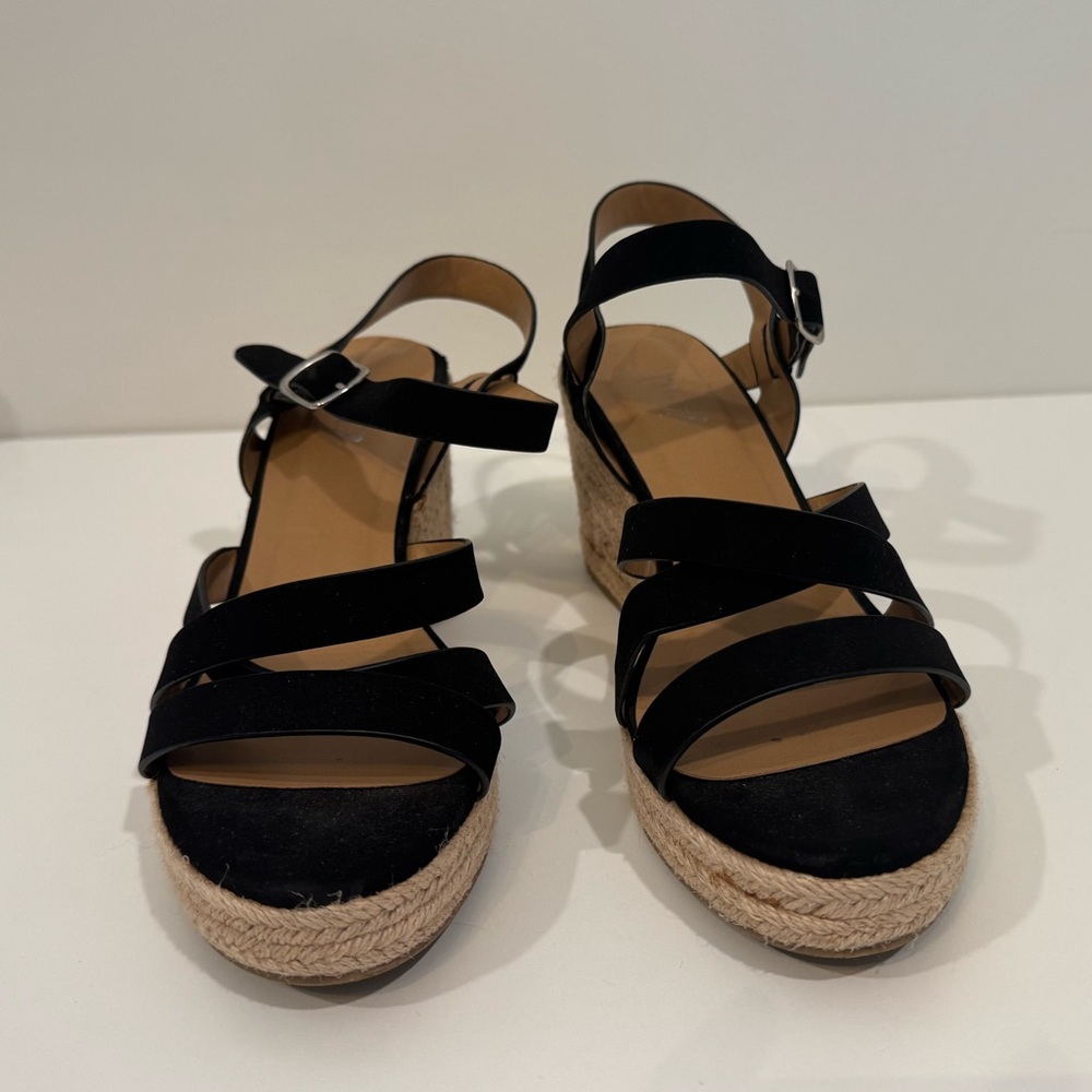 Black Espadrille Wedge Sandals